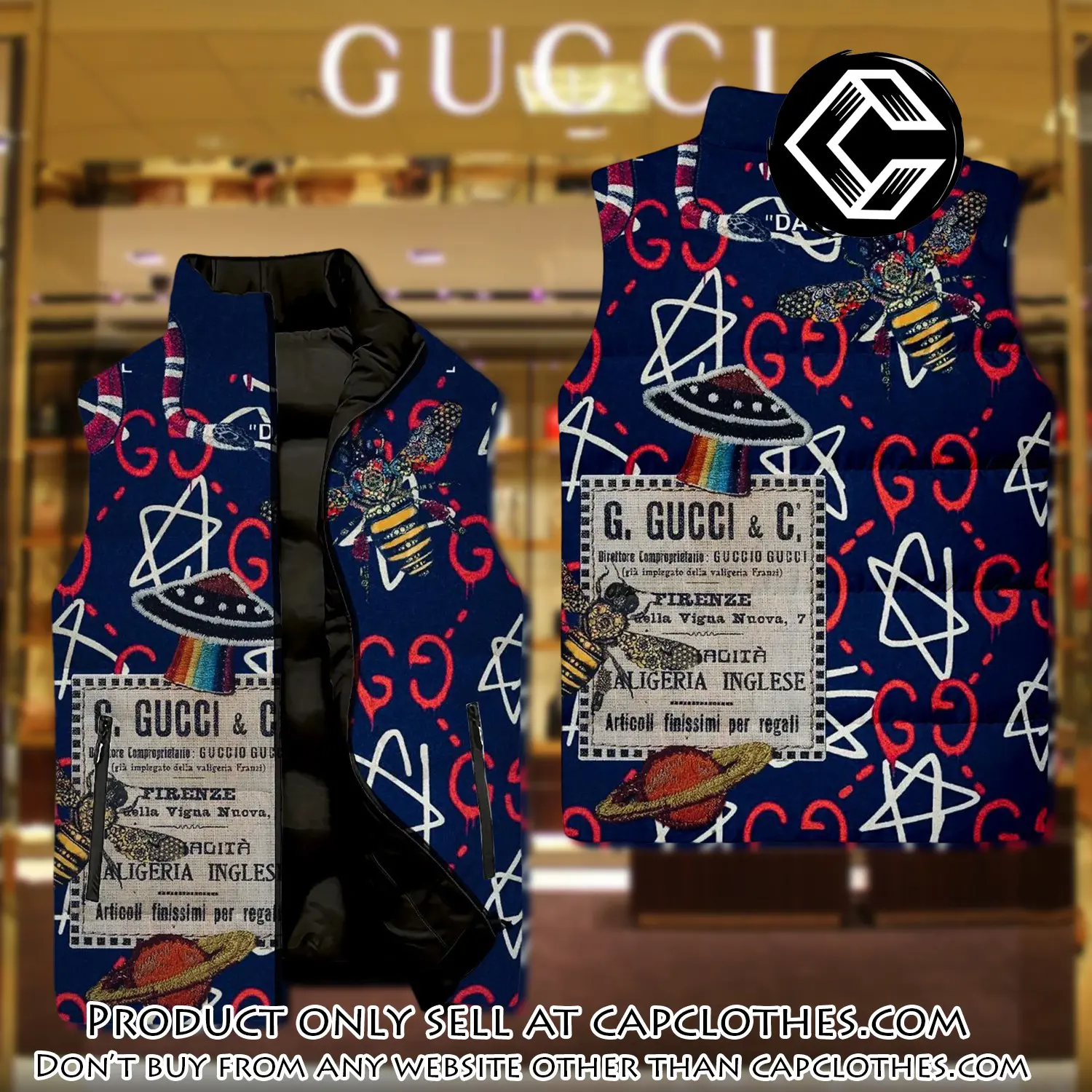 Gucci star luxury brand 3d sleeveless down jacket cc0624877